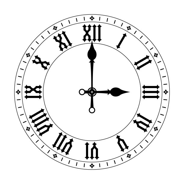 时钟。黑色钟面与罗马数字图片下载