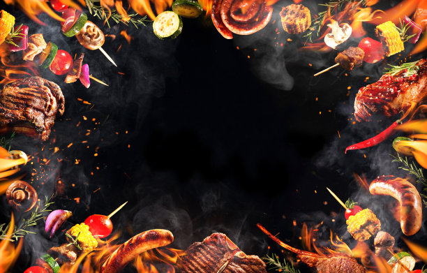 烤肉和蔬菜拼贴图片下载