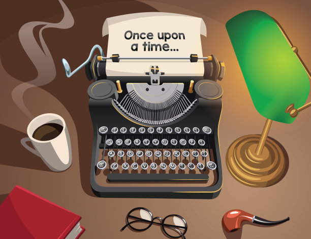 打字机和其他东西在作家的办公桌上图片下载