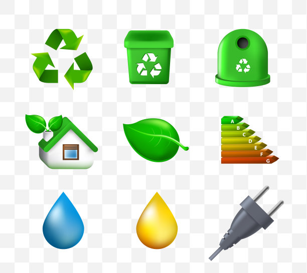 一套生态元素的透明背景。孤立的矢量图图片下载