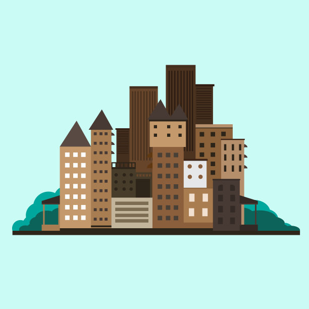 平面设计城市景观。矢量图图片下载