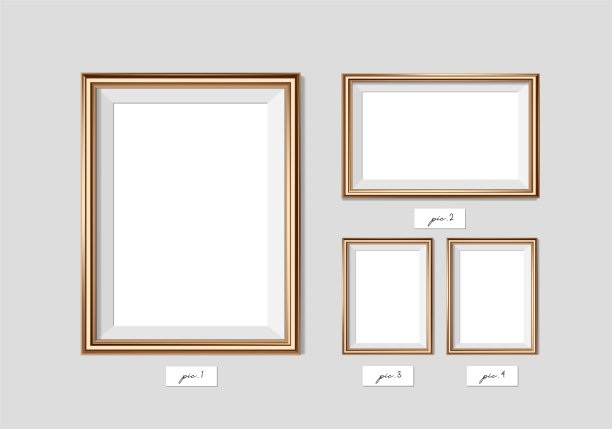 金色框架孤立在白色背景。矢量插图。墙框架模型图片下载