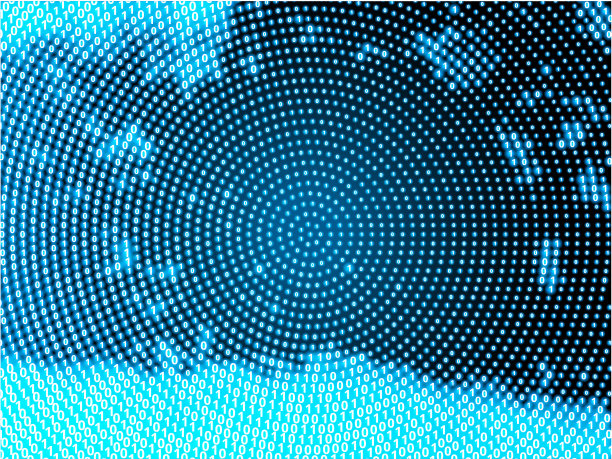 二进制零和一个圆形模式蓝色矢量背景图片下载