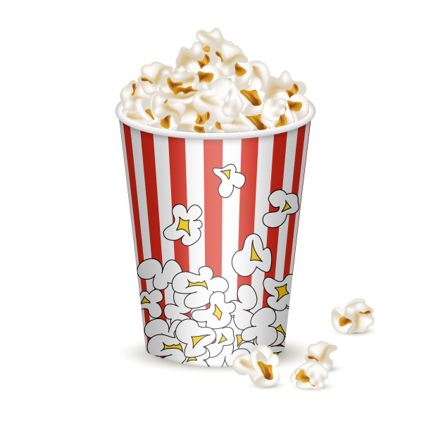 中条纹桶与爆米花。图片下载