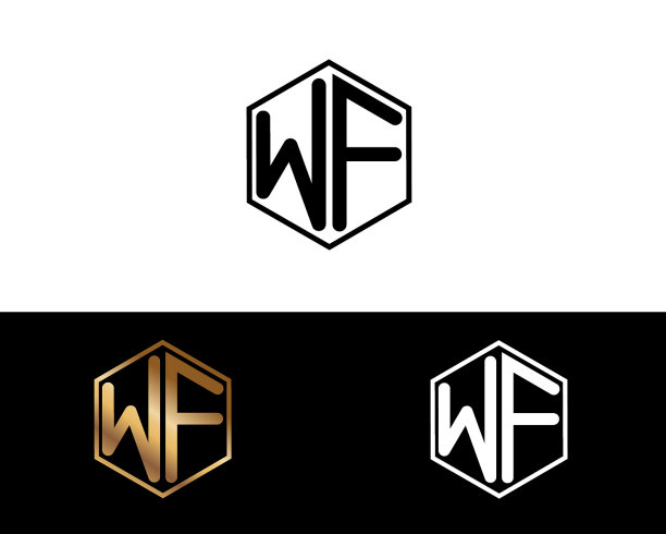 WF六角形字母设计图片下载