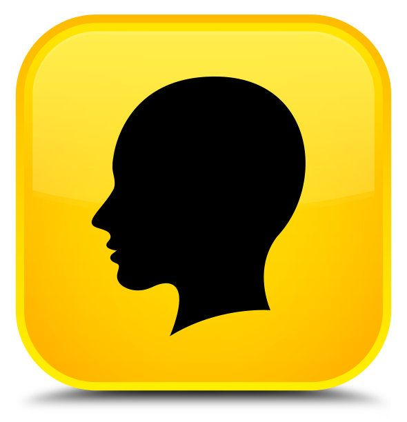 头像女性面部图标专用黄色方形按钮图片下载