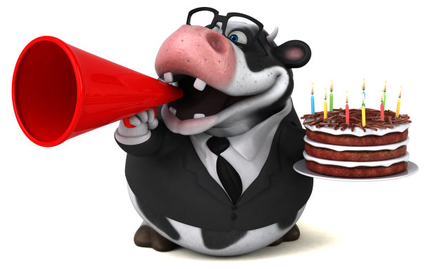 有趣的牛- 3D插图图片下载