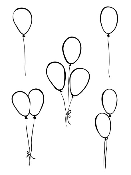 孤立简单幼稚的手绘气球设置元素为背景，图案，壁纸，纹理，横幅，标签等矢量设计图片下载