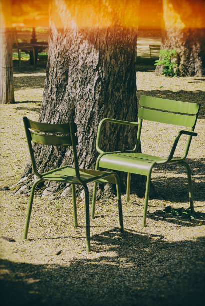 对话中的两把花园椅子。法国巴黎图片下载