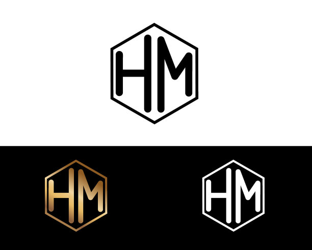 HM六角形状的字母设计图片下载