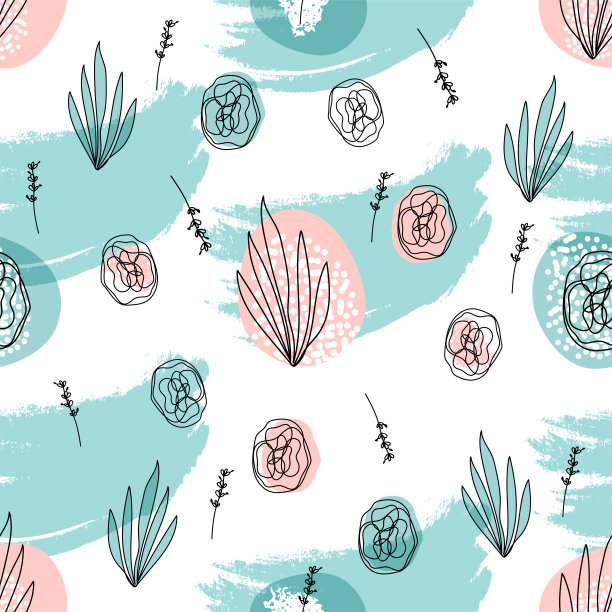 抽象手绘花卉涂鸦图案图片下载