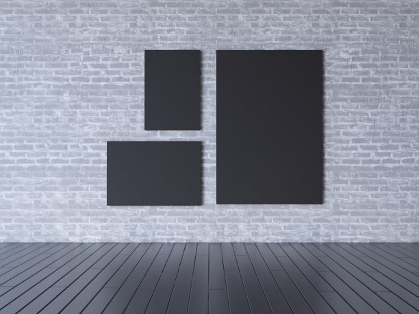 模拟海报与复古潮人阁楼室内背景，3D插画木，工作图片，组合，图片下载