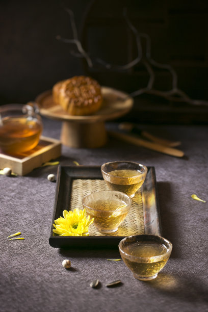中秋节中式草药茶特写素材图片