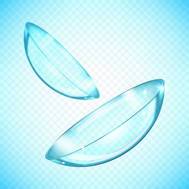 矢量现实的眼睛接触镜片隔离在透明的背景图片下载