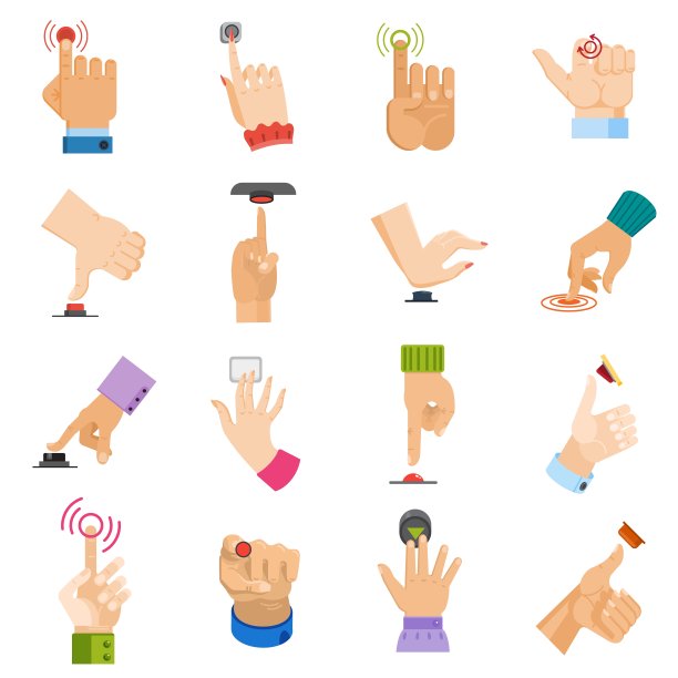 手按控制按钮的矢量图图片下载