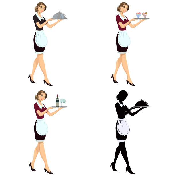 可爱的女服务员的女孩图片下载