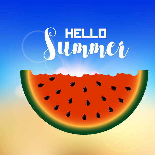 夏季背景用西瓜片。向量。素材图片