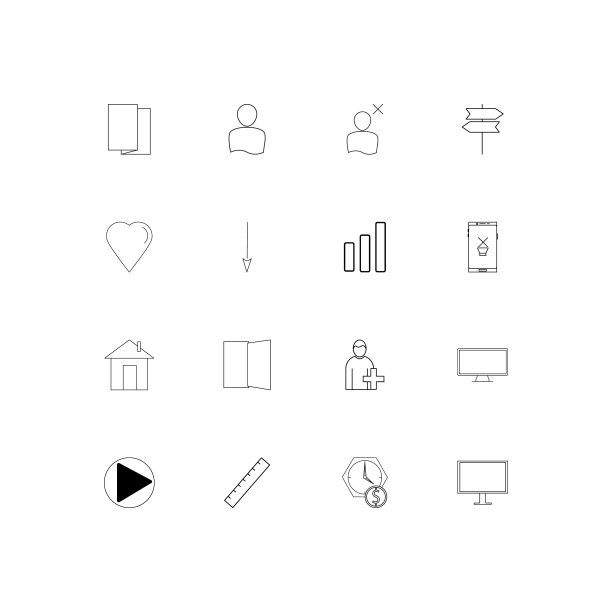 网页和文本简单的线性图标集。概述了矢量图标图片下载