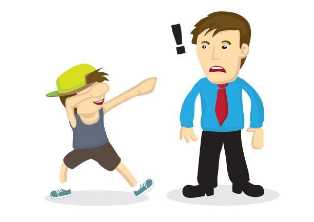 插图一个男孩做dab和他的父亲不知道这是什么。图片下载