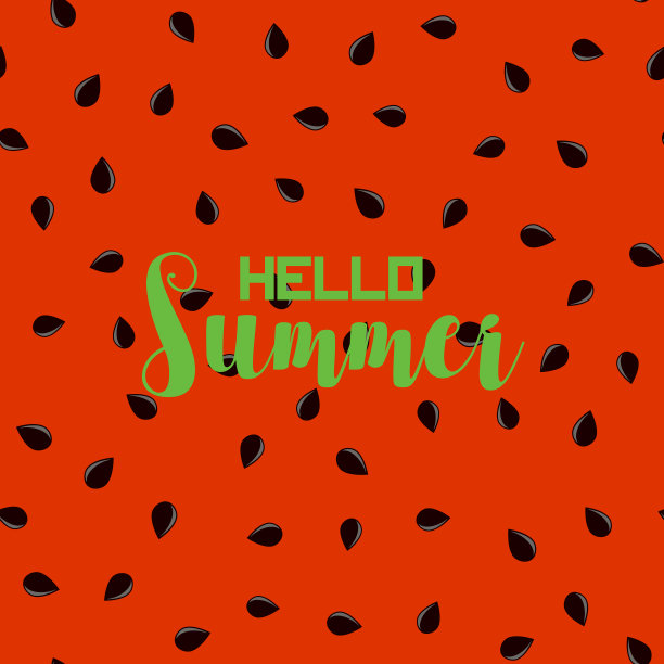 夏季背景与西瓜种子。向量。素材图片