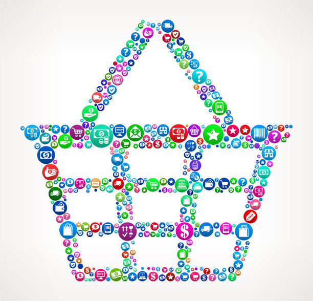 洗衣篮购物与电子商务背景模式图片下载