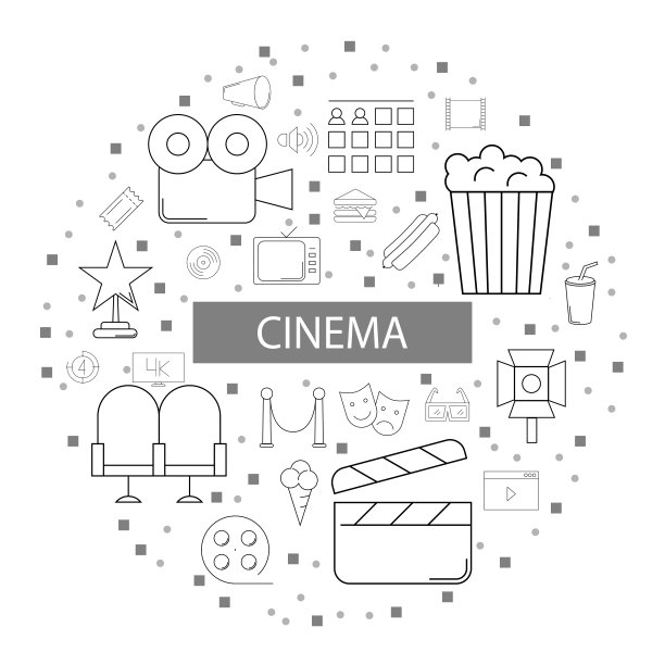 电影背景线图标。线性向量模式图片下载