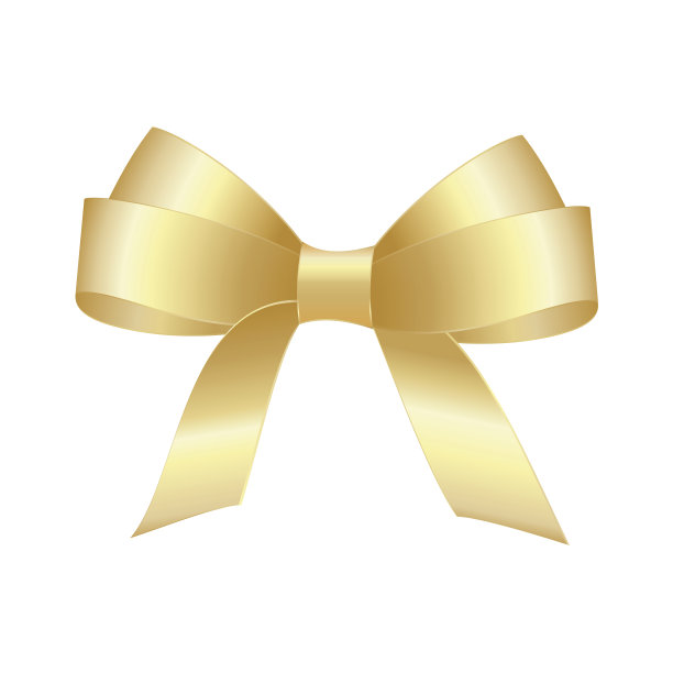 矢量闪亮的金色缎子礼物弓靠近孤立的白色背景图片下载