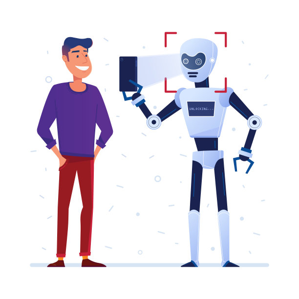 机器人在智能手机上使用面部锁定图片下载