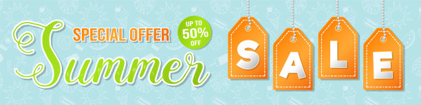 夏季销售-设计的一个全景头部。向量。图片下载