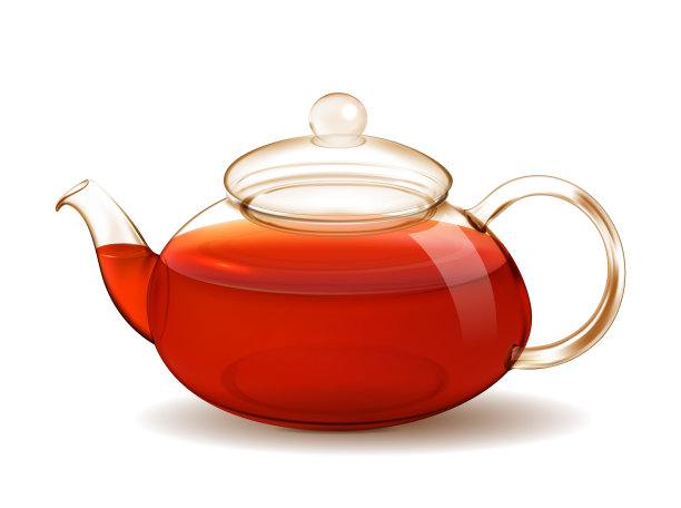 茶壶与茶孤立在白色背景图片下载