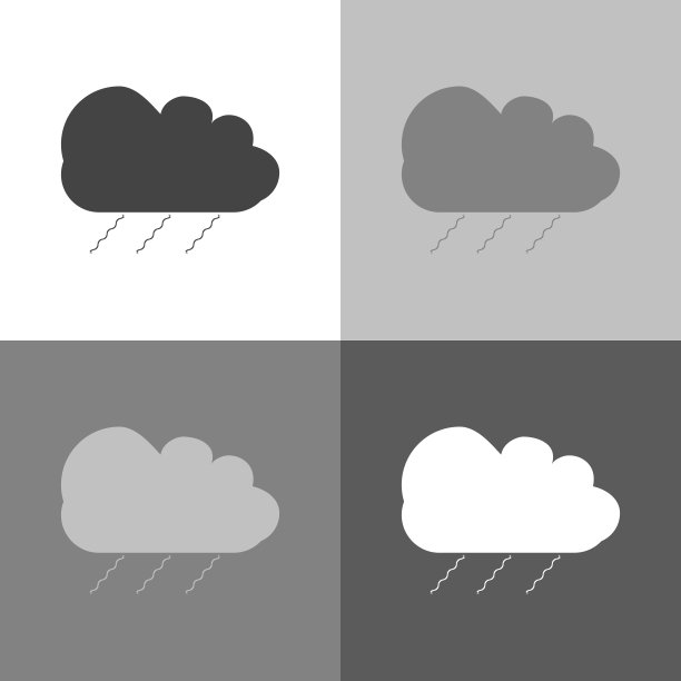 向量图标设置云的雨在白-灰-黑颜色。图片下载