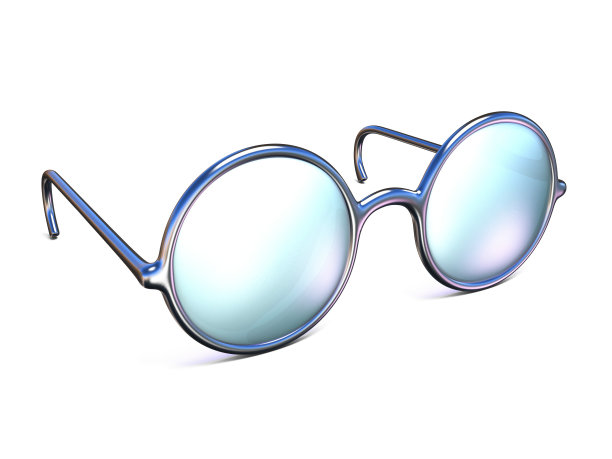 复古银眼镜侧视图3D图片下载
