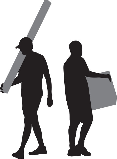 搬运箱子的男人剪影图片下载