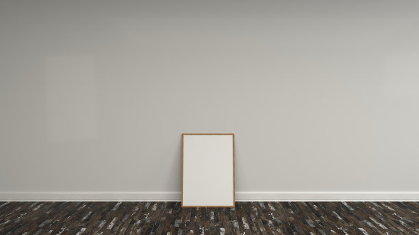木质框架的空白白色海报站在地板上图片下载