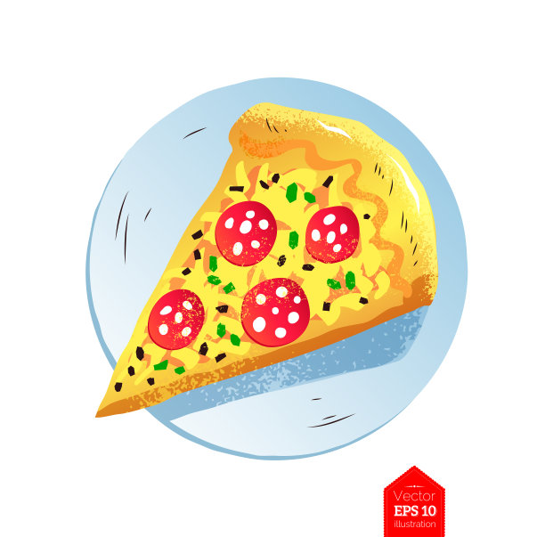 俯视图插图的一块如果披萨图片下载