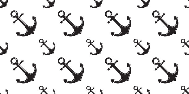 锚无缝模式舵矢量链航海海上热带船孤立的背景壁纸白色图片下载