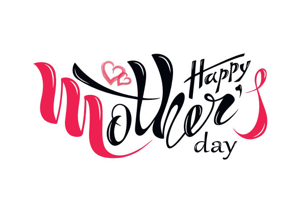 母亲节快乐手写文字，带爱心图案贺卡banner海报图片下载