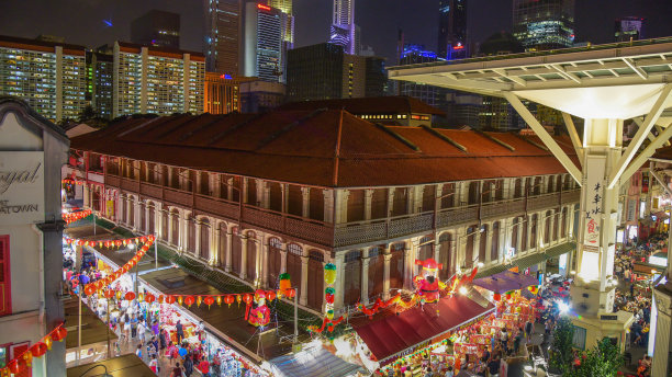 中国新年在新加坡华埠和旅客享受旅游图片下载