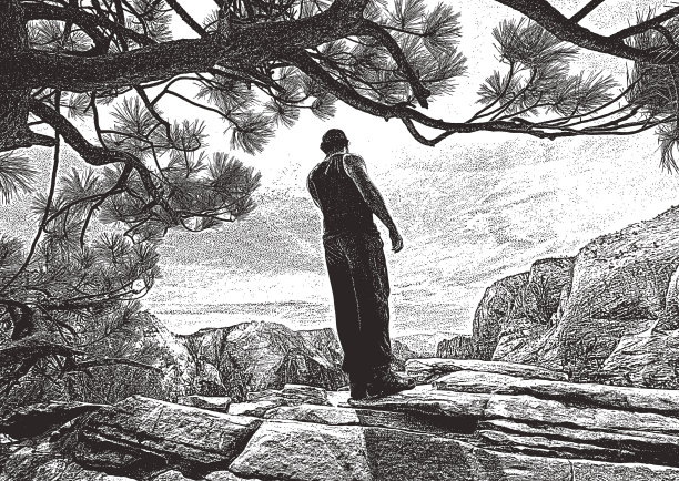 一名年轻人在犹他州锡安国家公园的天使着陆小径徒步旅行图片下载