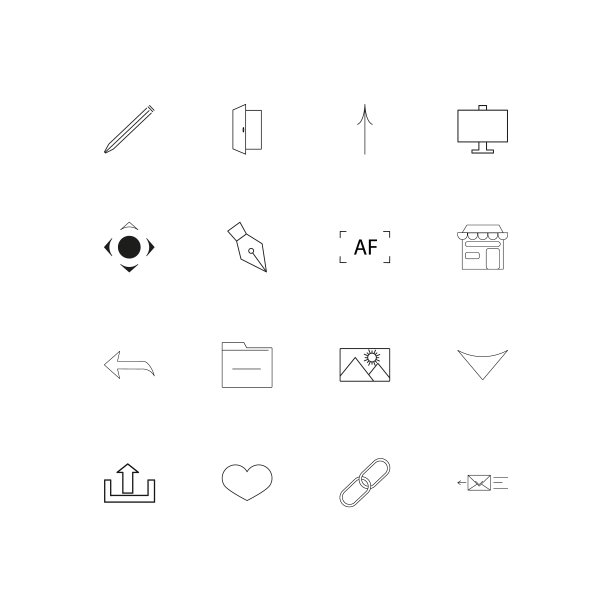 用户界面简单的线性图标设置。概述了矢量图标图片下载