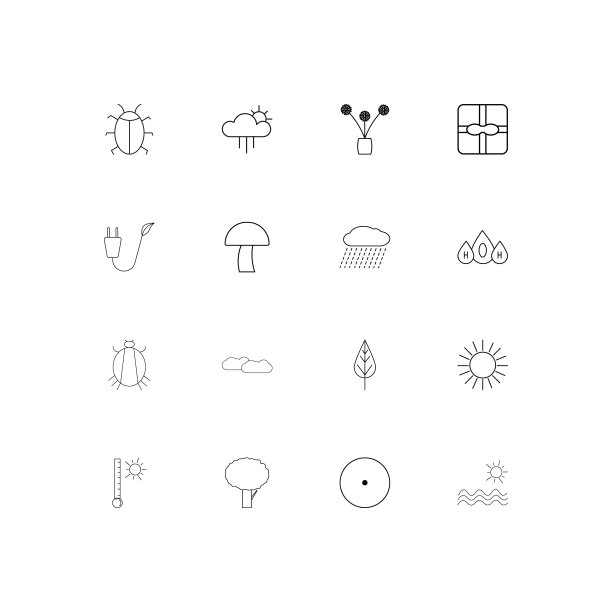 自然简单的线性图标集。概述了矢量图标图片下载