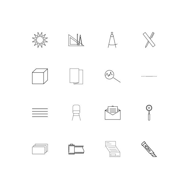 创意过程和设计简单的线性图标集。概述了矢量图标图片下载