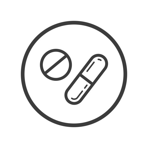 圆框内的药片和胶囊图标图片下载