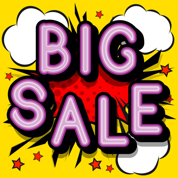 大销售-具有阴影的复古字体，在复古海报背景上的半色调图案。矢量明亮的插图在复古波普艺术风格。图片下载