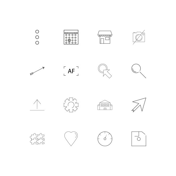 用户界面简单的线性图标设置。概述了矢量图标图片下载