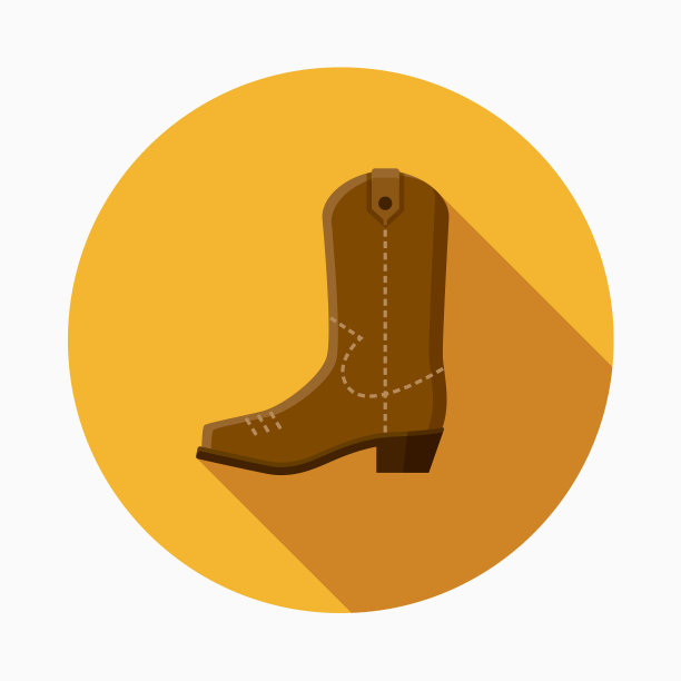 牛仔靴平面设计的西方图标图片下载