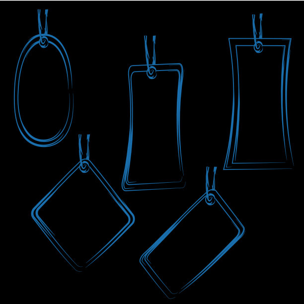 黑色剪影价格标签不干胶标签与蓝色轮廓设计矢量图片下载