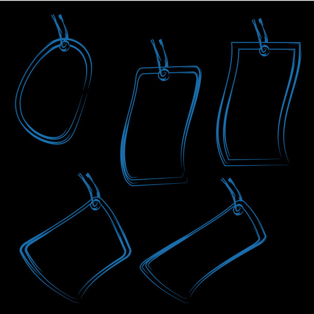 黑色剪影价格标签不干胶标签与蓝色轮廓设计矢量图片下载