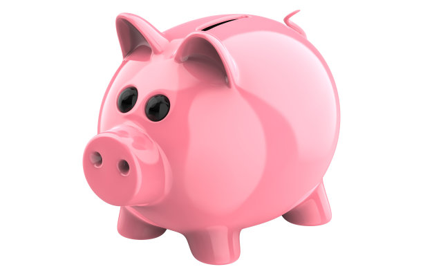 经典的小猪储蓄罐，3d渲染孤立的白色背景。图片下载