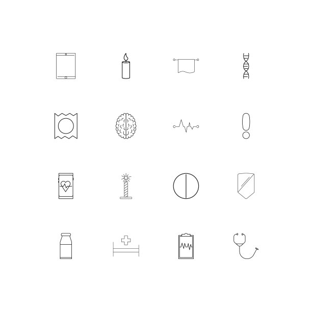 医疗保健和医疗简单线性图标集。概述了矢量图标图片下载